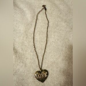 Vintage-Style Silver Tone Heart “LOVE” Necklace